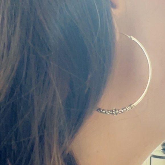 24k Gold Vermeil Large Hoop Earrings 45mm - Picture 8 of 8